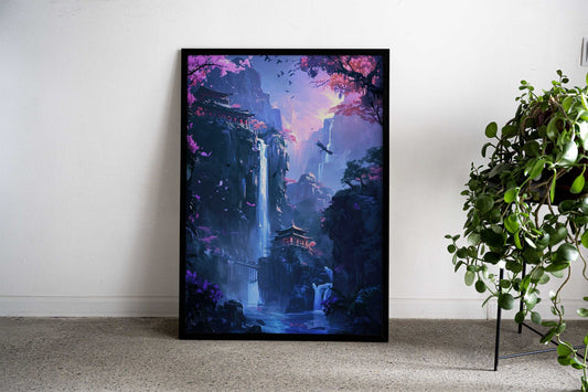 Japan Waterfall Landscape Asian Style Poster | Wall Art for Home & Office | High-Quality Print - High-Quality Visual Display