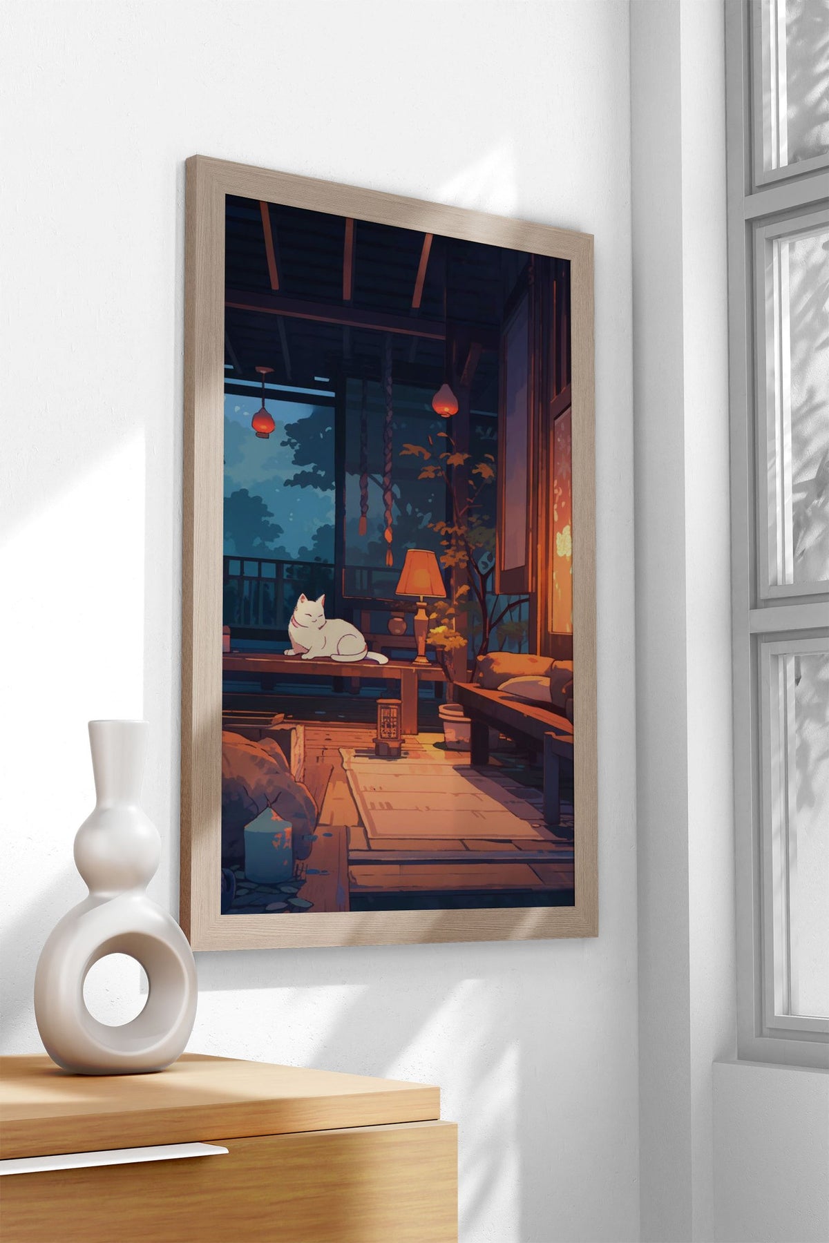 Japan White Cat Anime Asian Style Poster | Wall Art for Home & Office | High-Quality Print - High-Quality Visual Display