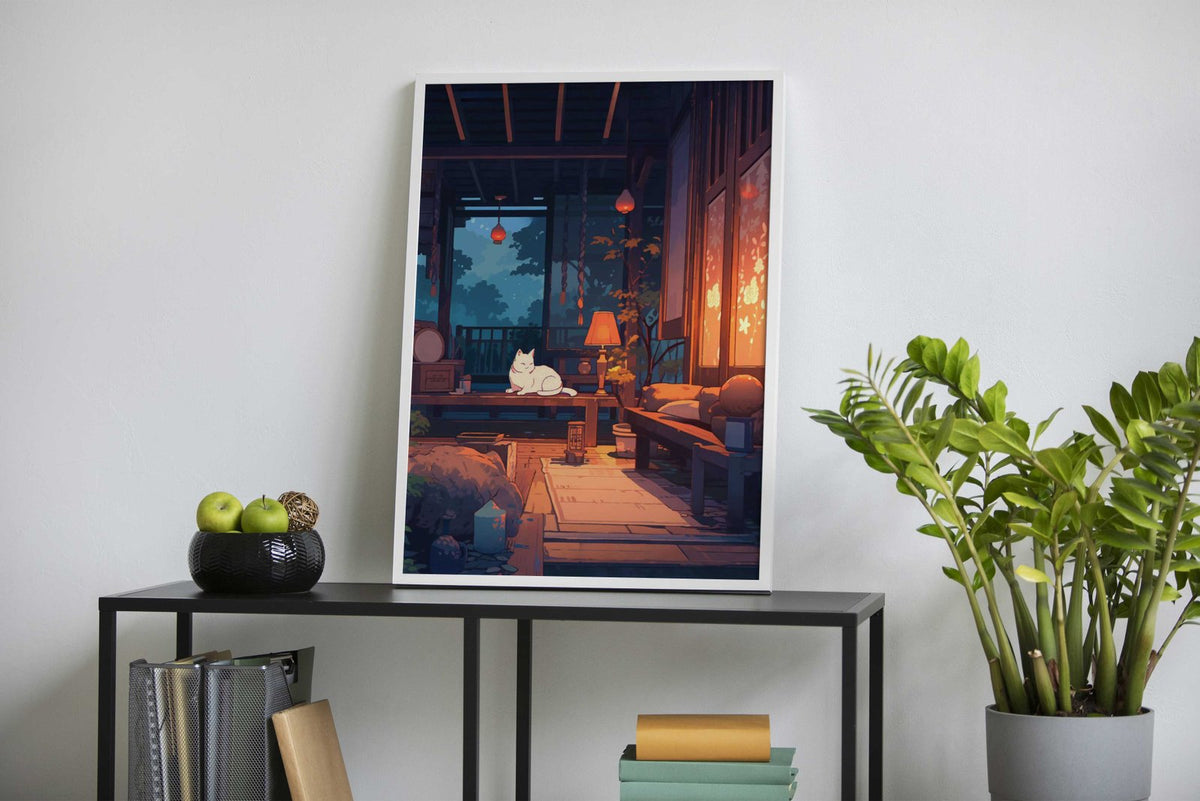 Japan White Cat Anime Asian Style Poster | Wall Art for Home & Office | High-Quality Print - High-Quality Visual Display