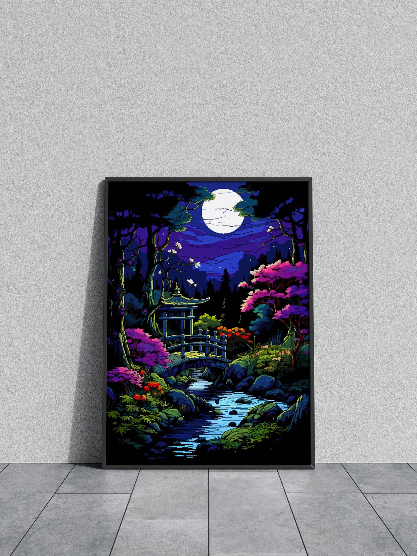 Japan Zen Garden Pixel Art Asian Style Poster | Wall Art for Home & Office | High-Quality Print