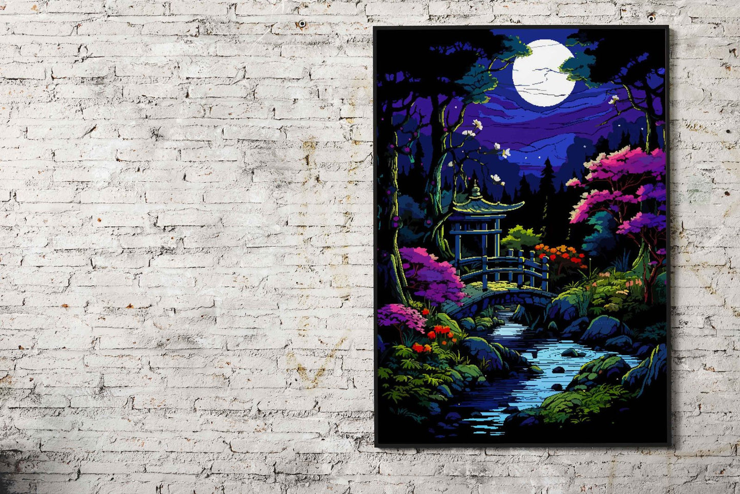 Japan Zen Garden Pixel Art Asian Style Poster | Wall Art for Home & Office | High-Quality Print