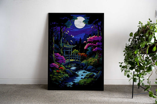 Japan Zen Garden Pixel Art Asian Style Poster | Wall Art for Home & Office | High-Quality Print - High-Quality Visual Display