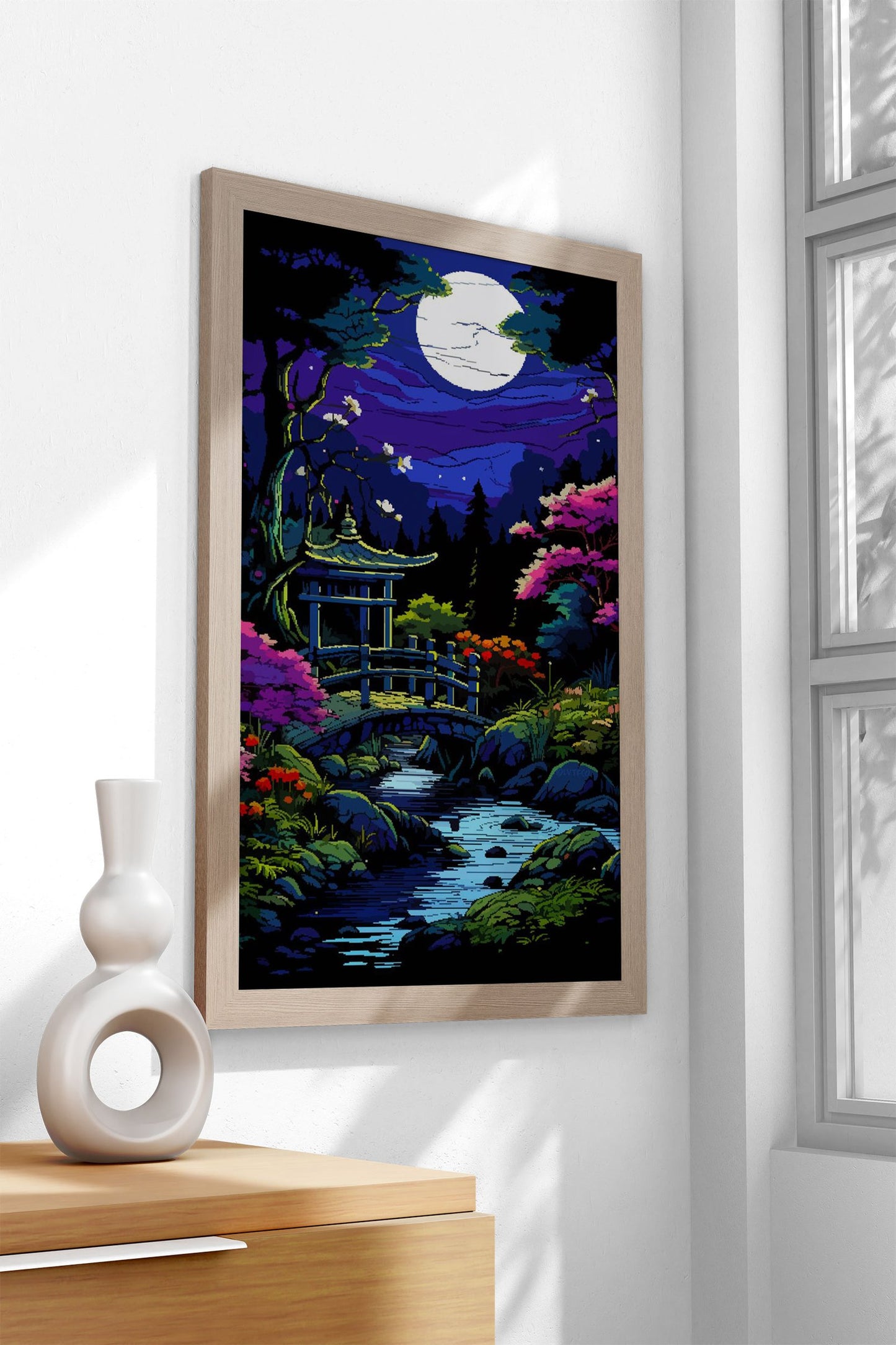 Japan Zen Garden Pixel Art Asian Style Poster | Wall Art for Home & Office | High-Quality Print