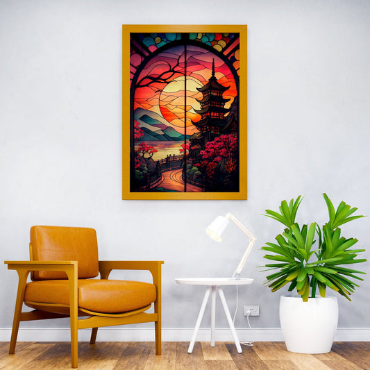Japan in Stained Glass Asian Style Poster | Wall Art for Home & Office | High-Quality Print - High-Quality Visual Display
