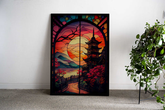 Japan in Stained Glass Asian Style Poster | Wall Art for Home & Office | High-Quality Print - High-Quality Visual Display