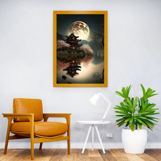 Japan landscape moon Asian Style Poster | Wall Art for Home & Office | High-Quality Print - High-Quality Visual Display