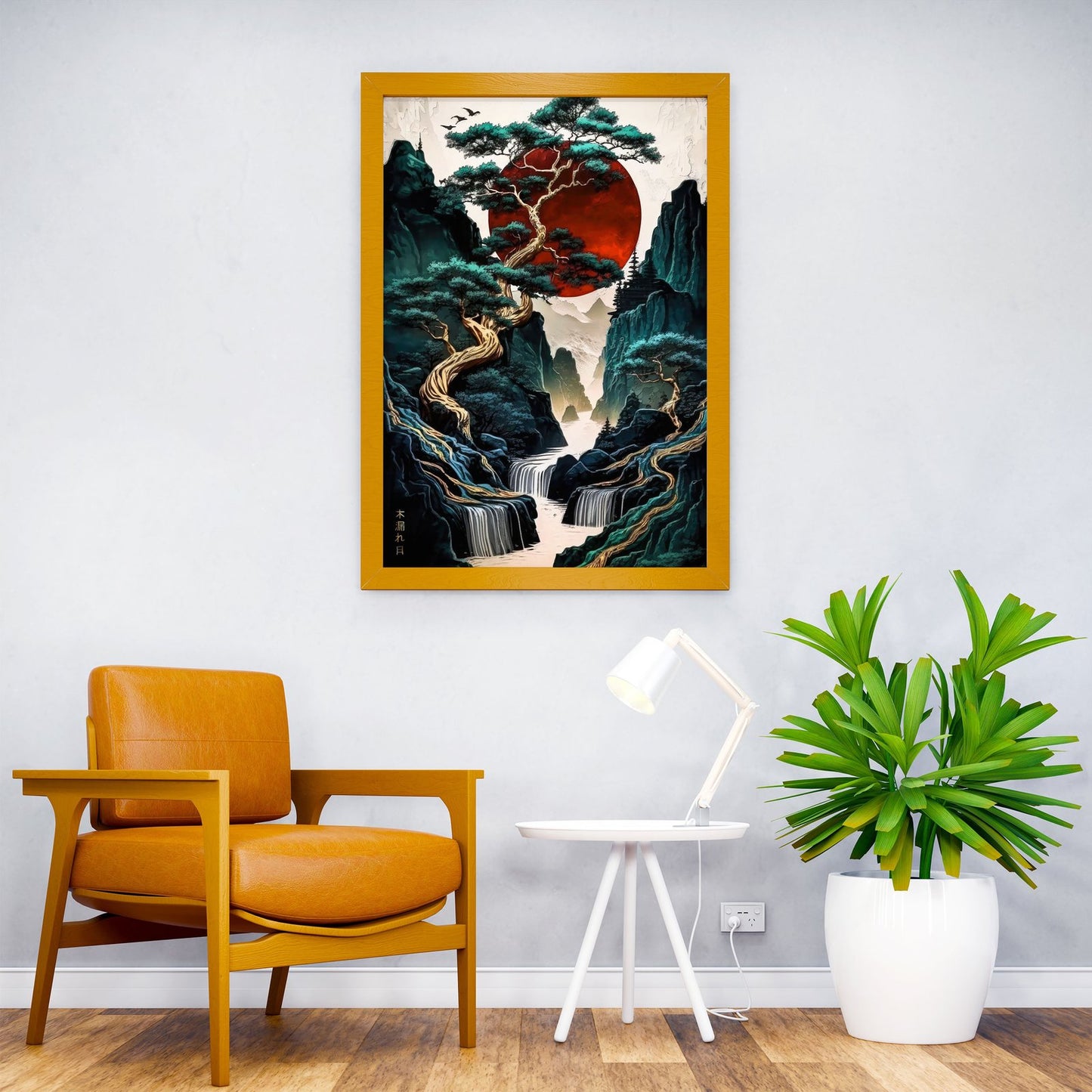 Japan landscape red moon Asian Style Poster | Wall Art for Home & Office | High-Quality Print - High-Quality Visual Display