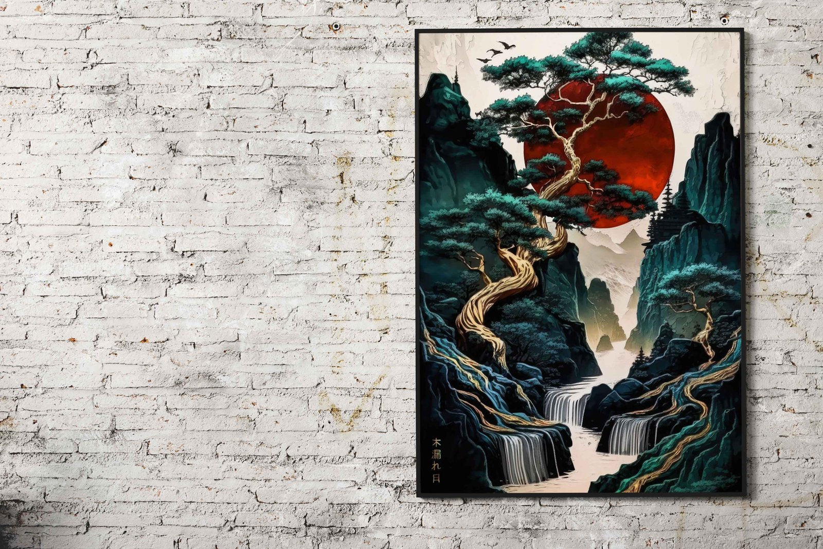 Japan landscape red moon Asian Style Poster | Wall Art for Home & Office | High-Quality Print - High-Quality Visual Display