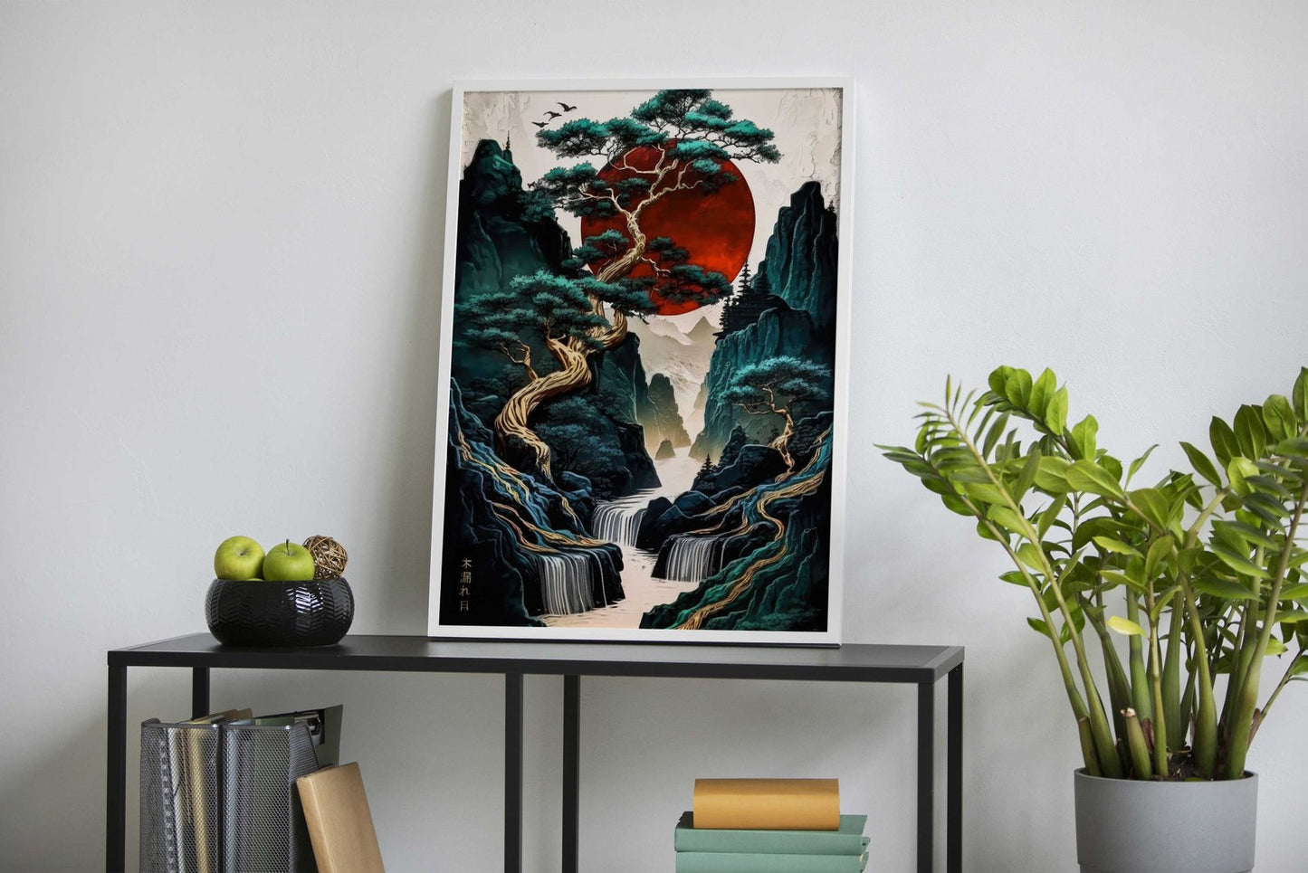 Japan landscape red moon Asian Style Poster | Wall Art for Home & Office | High-Quality Print - High-Quality Visual Display