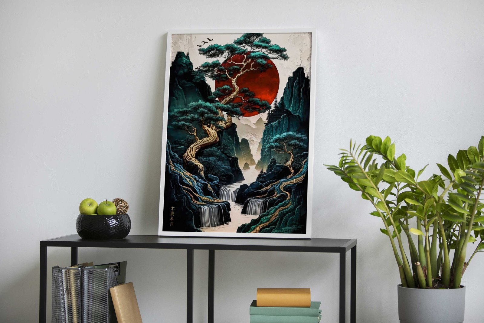 Japan landscape red moon Asian Style Poster | Wall Art for Home & Office | High-Quality Print - High-Quality Visual Display