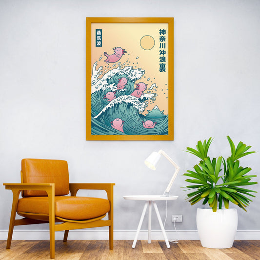 Japan wave cute Axolotls Asian Style Poster | Wall Art for Home & Office | High-Quality Print - High-Quality Visual Display