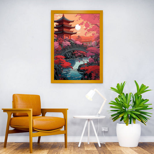 Japanese Anime Garden Sunset Asian Style Poster | Wall Art for Home & Office | High-Quality Print - High-Quality Visual Display