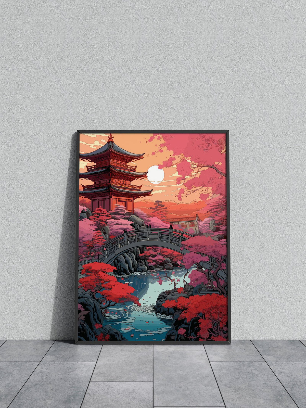Japanese Anime Garden Sunset Asian Style Poster | Wall Art for Home & Office | High-Quality Print - High-Quality Visual Display