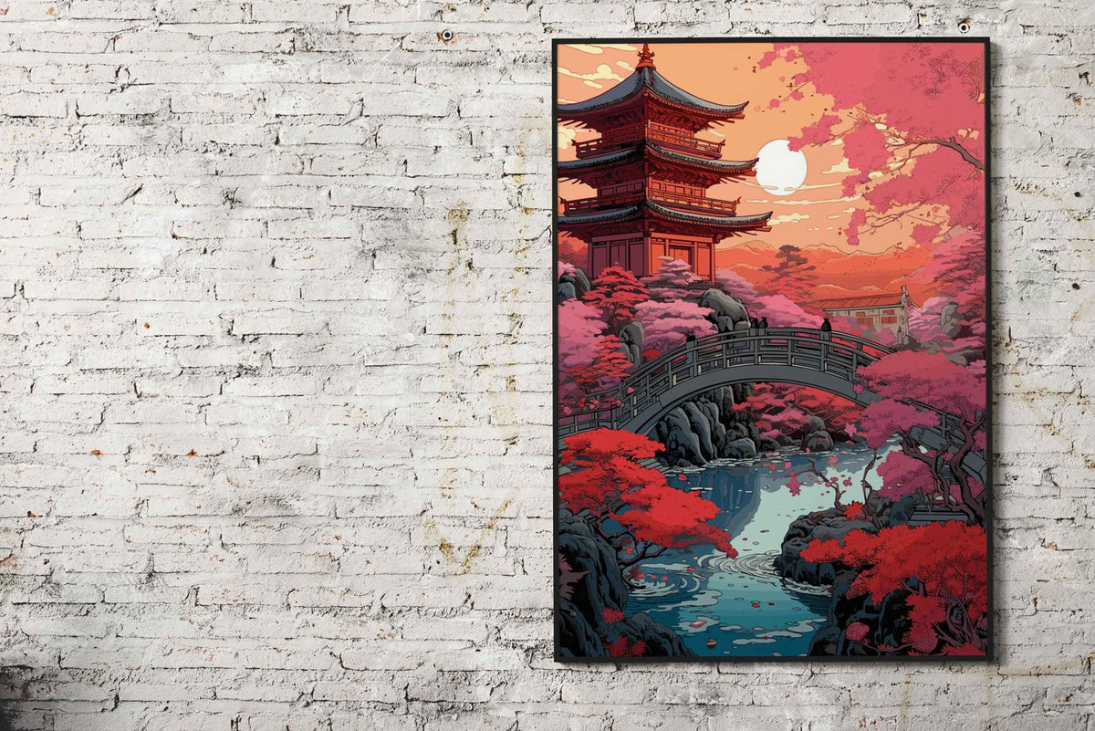 Japanese Anime Garden Sunset Asian Style Poster | Wall Art for Home & Office | High-Quality Print - High-Quality Visual Display