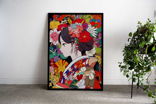 Japanese Art Kimono Girl Asian Style Poster | Wall Art for Home & Office | High-Quality Print - High-Quality Visual Display