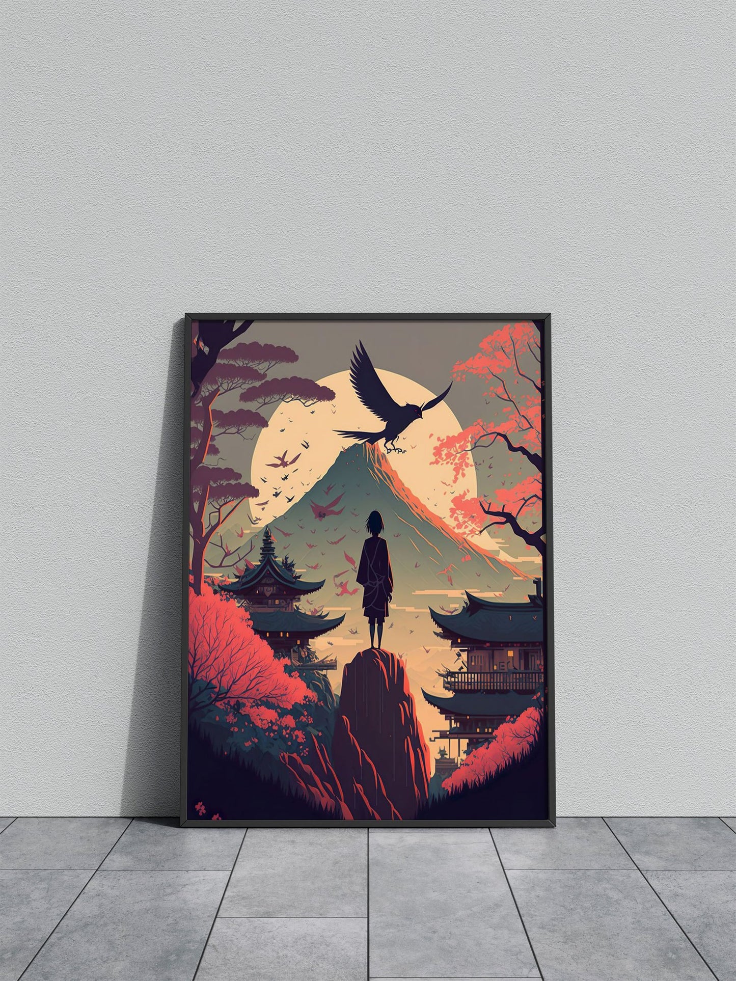 Japanese Autumn raven Asian Style Poster | Wall Art for Home & Office | High-Quality Print