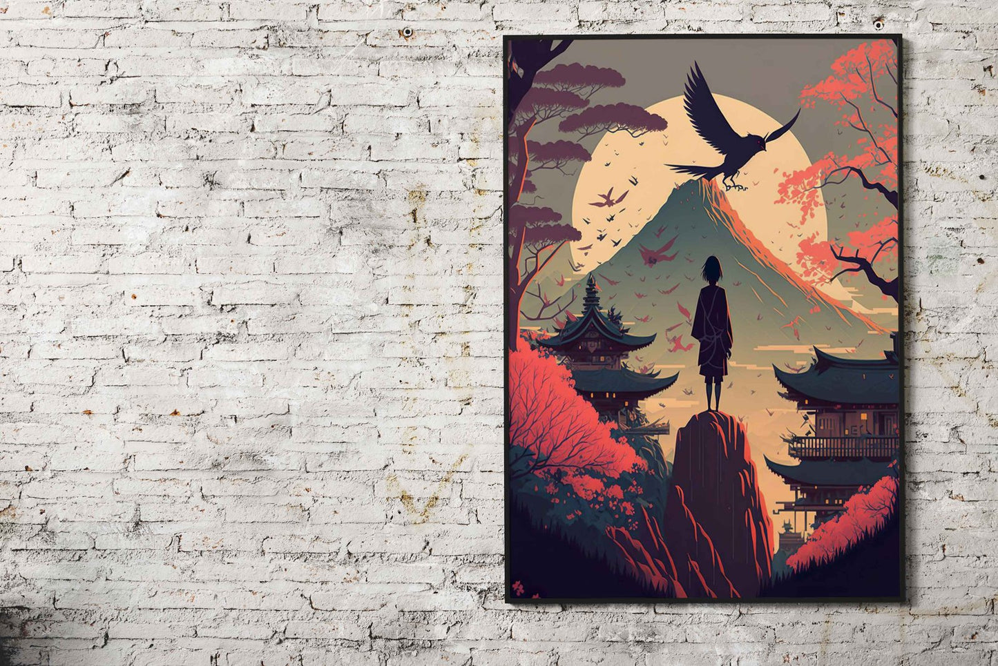 Japanese Autumn raven Asian Style Poster | Wall Art for Home & Office | High-Quality Print