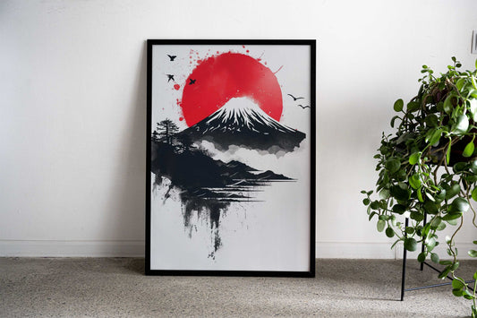 Japanese Black Red Nature Asian Style Poster | Wall Art for Home & Office | High-Quality Print - High-Quality Visual Display