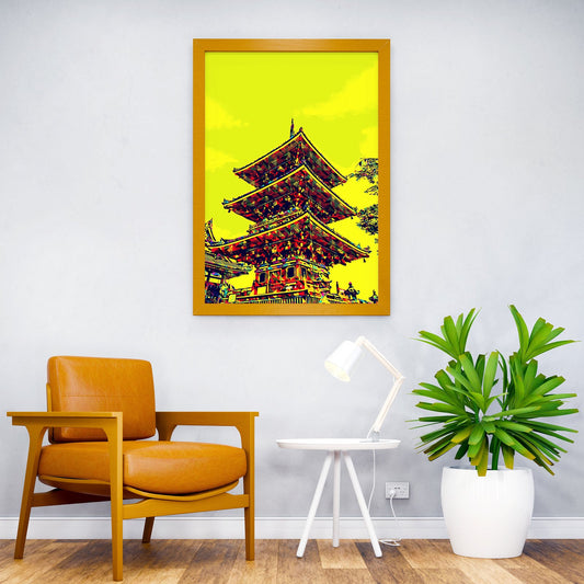 Japanese Building Pop Art Asian Style Poster | Wall Art for Home & Office | High-Quality Print - High-Quality Visual Display