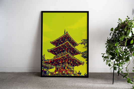 Japanese Building Pop Art Asian Style Poster | Wall Art for Home & Office | High-Quality Print - High-Quality Visual Display