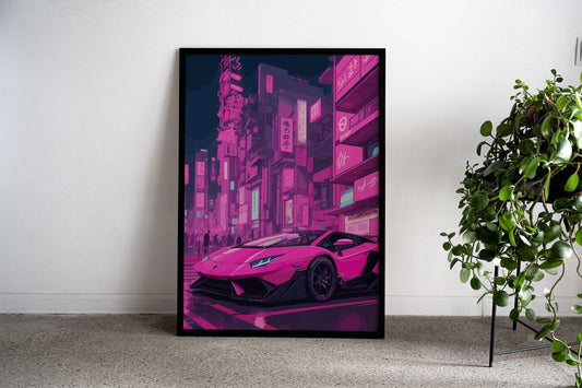 Japanese Car Neon Asian Style Poster | Wall Art for Home & Office | High-Quality Print - High-Quality Visual Display