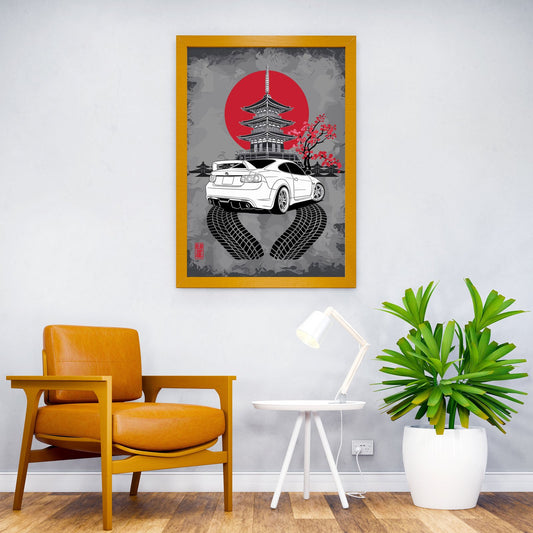 Japanese Car Pagoda Asian Style Poster | Wall Art for Home & Office | High-Quality Print - High-Quality Visual Display