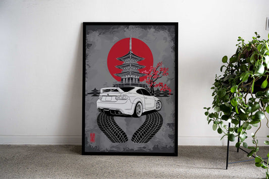 Japanese Car Pagoda Asian Style Poster | Wall Art for Home & Office | High-Quality Print - High-Quality Visual Display