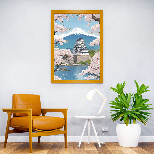 Japanese Castle &amp; Mt. Fuji Asian Style Poster | Wall Art for Home & Office | High-Quality Print - High-Quality Visual Display