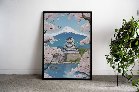 Japanese Castle &amp; Mt. Fuji Asian Style Poster | Wall Art for Home & Office | High-Quality Print - High-Quality Visual Display