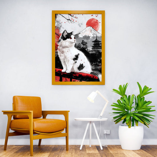 Japanese Cat Fuji Mountain Asian Style Poster | Wall Art for Home & Office | High-Quality Print - High-Quality Visual Display