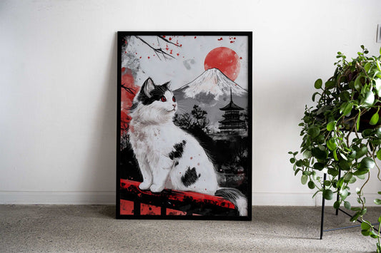 Japanese Cat Fuji Mountain Asian Style Poster | Wall Art for Home & Office | High-Quality Print - High-Quality Visual Display