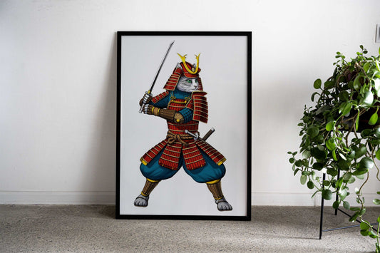 Japanese Cat Samurai Ninja Asian Style Poster | Wall Art for Home & Office | High-Quality Print - High-Quality Visual Display