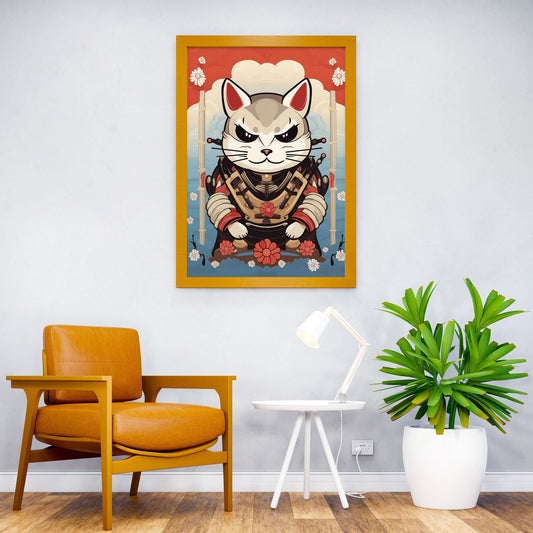 Japanese Cat Samurai Asian Style Poster | Wall Art for Home & Office | High-Quality Print - High-Quality Visual Display