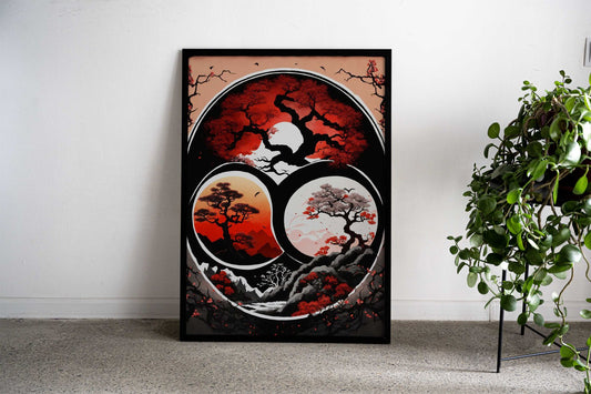 Japanese Cherry Blossom Art Asian Style Poster | Wall Art for Home & Office | High-Quality Print - High-Quality Visual Display