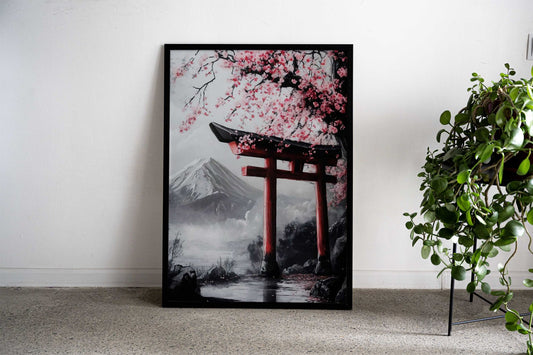 Japanese Cherry Blossom Gate Asian Style Poster | Wall Art for Home & Office | High-Quality Print - High-Quality Visual Display
