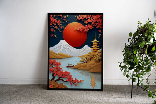 Japanese Cherry Blossom Landscape Asian Style Poster | Wall Art for Home & Office | High-Quality Print - High-Quality Visual Display