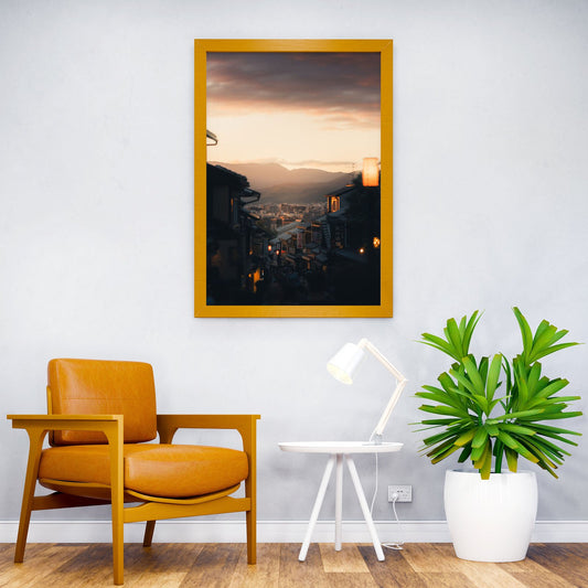 Japanese Cityscape Sunset Asian Style Poster | Wall Art for Home & Office | High-Quality Print - High-Quality Visual Display