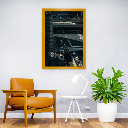 Japanese Cityscape with Bullet Train Asian Style Poster | Wall Art for Home & Office | High-Quality Print - High-Quality Visual Display
