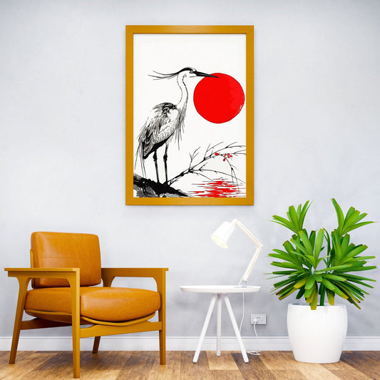 Japanese Crane Art Asian Style Poster | Wall Art for Home & Office | High-Quality Print - High-Quality Visual Display