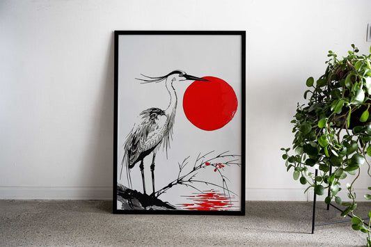 Japanese Crane Art Asian Style Poster | Wall Art for Home & Office | High-Quality Print - High-Quality Visual Display