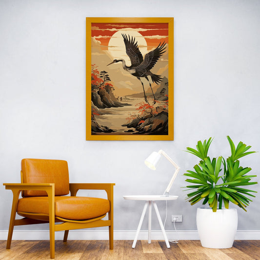 Japanese Crane Fantasy Asian Style Poster | Wall Art for Home & Office | High-Quality Print - High-Quality Visual Display