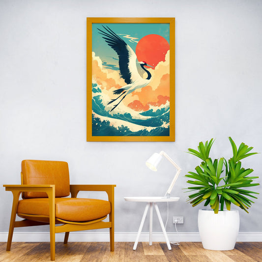 Japanese Crane Poster Asian Style Poster | Wall Art for Home & Office | High-Quality Print - High-Quality Visual Display