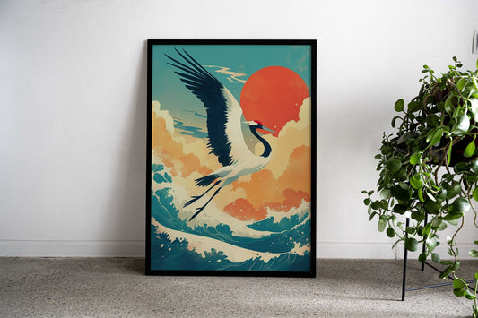 Japanese Crane Poster Asian Style Poster | Wall Art for Home & Office | High-Quality Print - High-Quality Visual Display