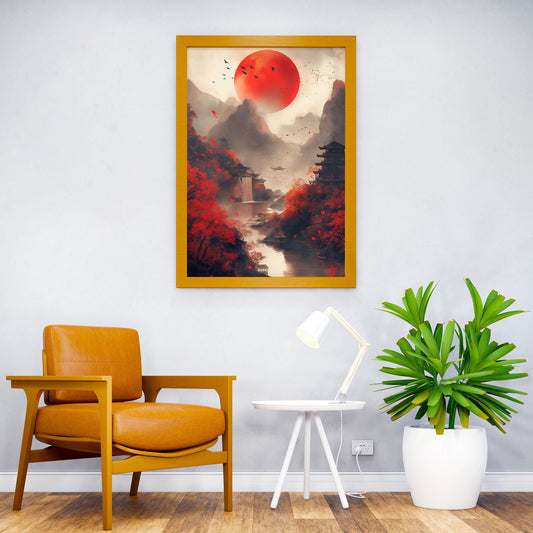 Japanese Crimson Harmony Asian Style Poster | Wall Art for Home & Office | High-Quality Print - High-Quality Visual Display