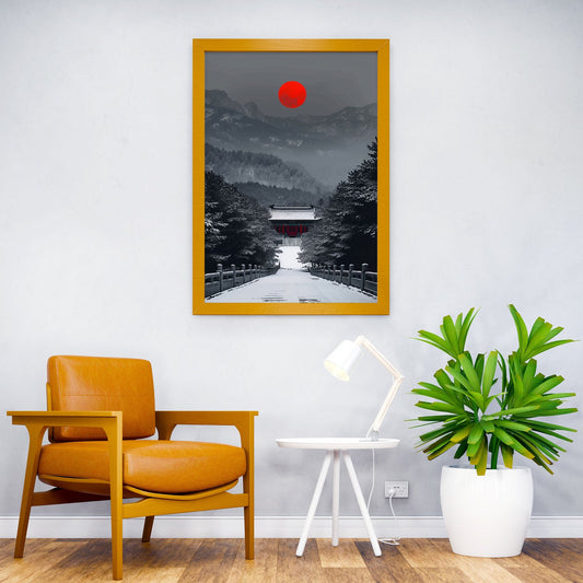 Japanese Crimson Moon Asian Style Poster | Wall Art for Home & Office | High-Quality Print - High-Quality Visual Display