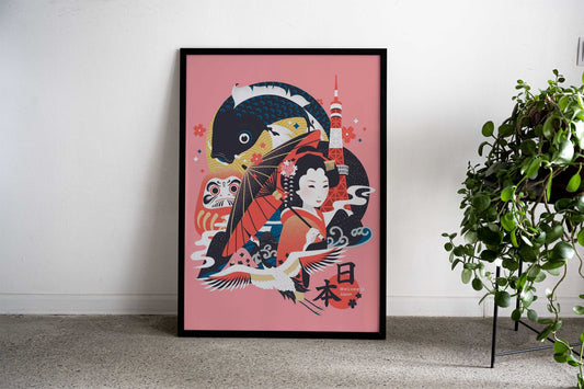 Japanese Culture Illustration Asian Style Poster | Wall Art for Home & Office | High-Quality Print - High-Quality Visual Display
