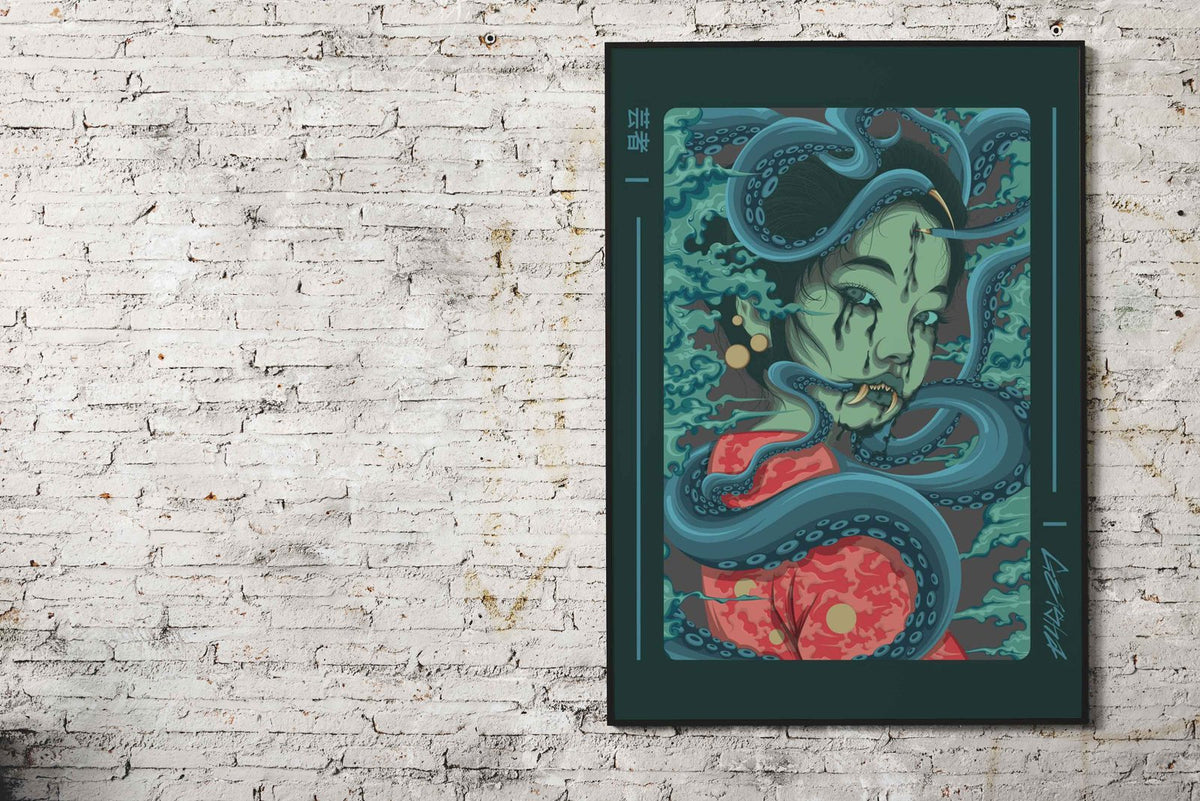 Japanese Demon Geisha Asian Style Poster | Wall Art for Home & Office | High-Quality Print - High-Quality Visual Display