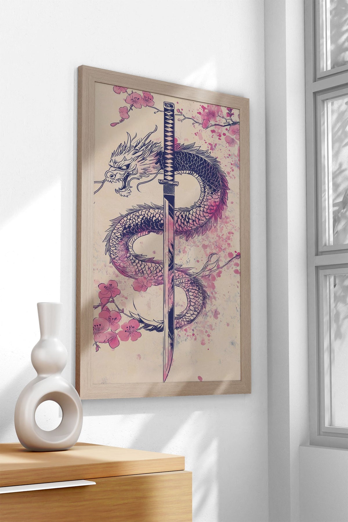 Japanese Dragon Katana Asian Style Poster | Wall Art for Home & Office | High-Quality Print - High-Quality Visual Display