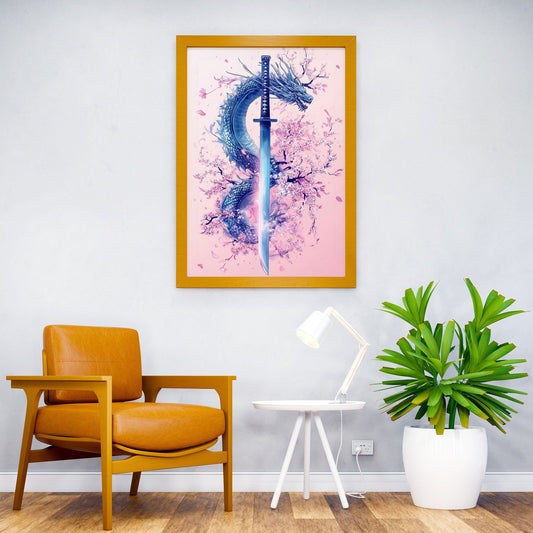 Japanese Dragon Katanaa Asian Style Poster | Wall Art for Home & Office | High-Quality Print - High-Quality Visual Display