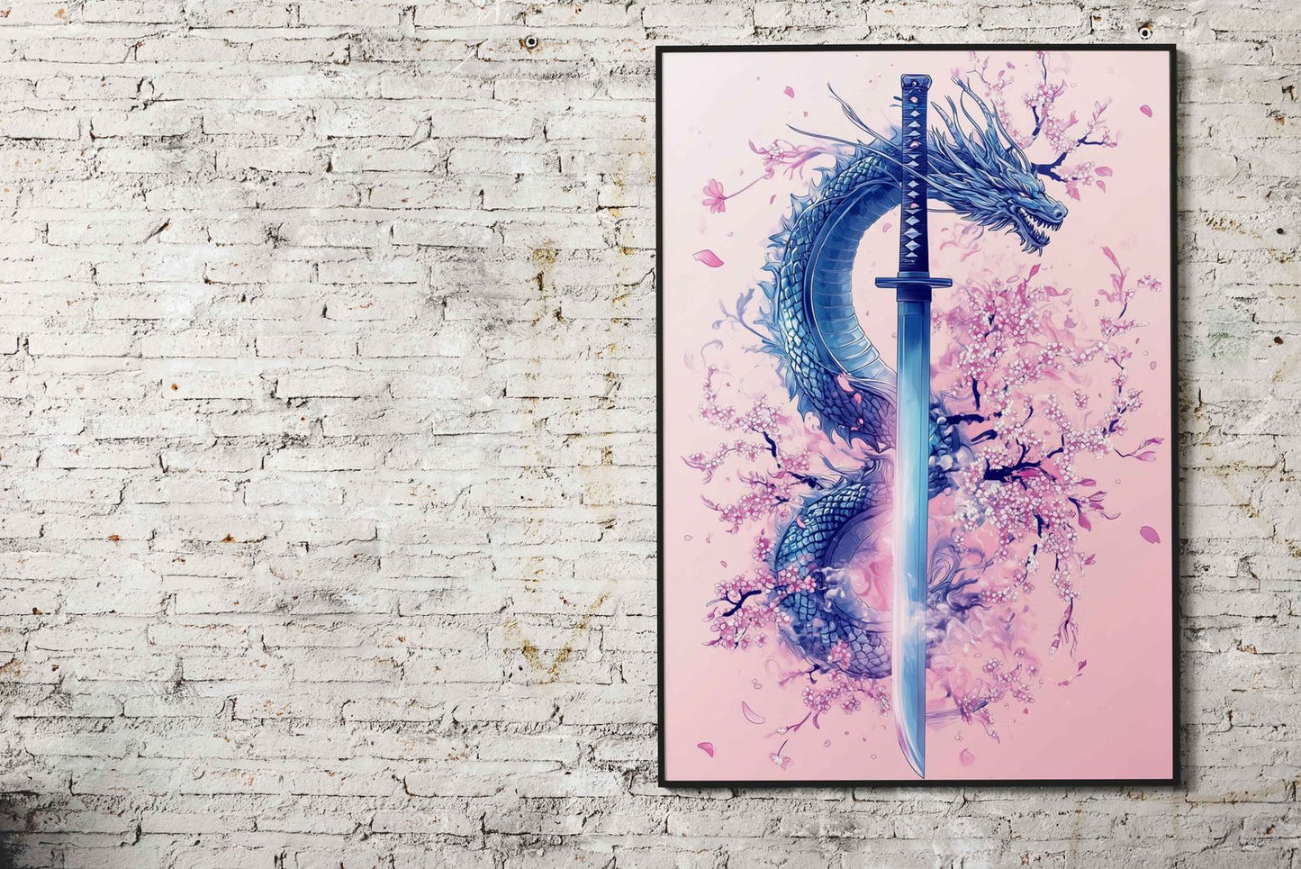 Japanese Dragon Katanaa Asian Style Poster | Wall Art for Home & Office | High-Quality Print - High-Quality Visual Display